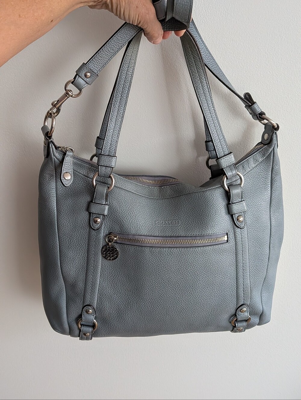 Coach F17566 Alexandra Ice Sky Light Blue Tote Bag Convertible Crossbody Purse